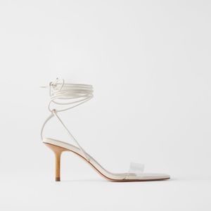 Zara wood and vinyl heel